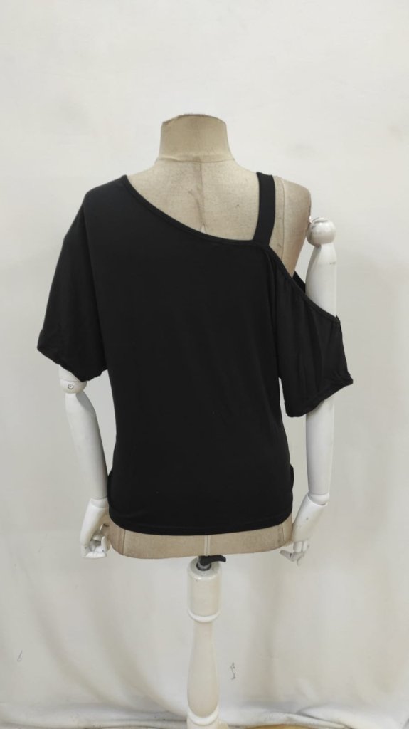 Black Blouse With One Shoulder Neck – Casual & Elegant