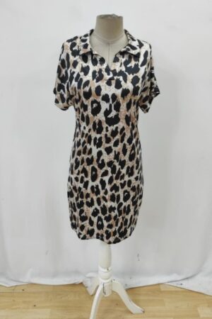 Beige Leopard Print Casual Shirt Dress - Brand: Janes - Women & Kids, Baby Clothes Wholesale - Globality Store