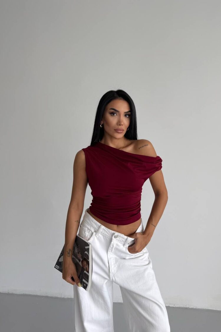 Claret Red Sexy Elegant Blouse - Brand: Ezgi Nisantasi - Women & Kids, Baby Clothes Wholesale - Globality Store