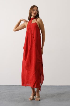 Slip Dress With Halter Neck And Cap Sleeves - Brand: Reyon - Women & Kids, Baby Clothes Wholesale - Globality Store