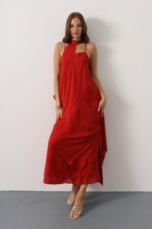 Slip Dress With Halter Neck And Cap Sleeves - Brand: Reyon - Women & Kids, Baby Clothes Wholesale - Globality Store
