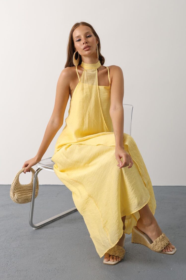 ElegantSlip Dress With Halter Neck And Cap Sleeves - Brand: Reyon - Women & Kids, Baby Clothes Wholesale - Globality Store