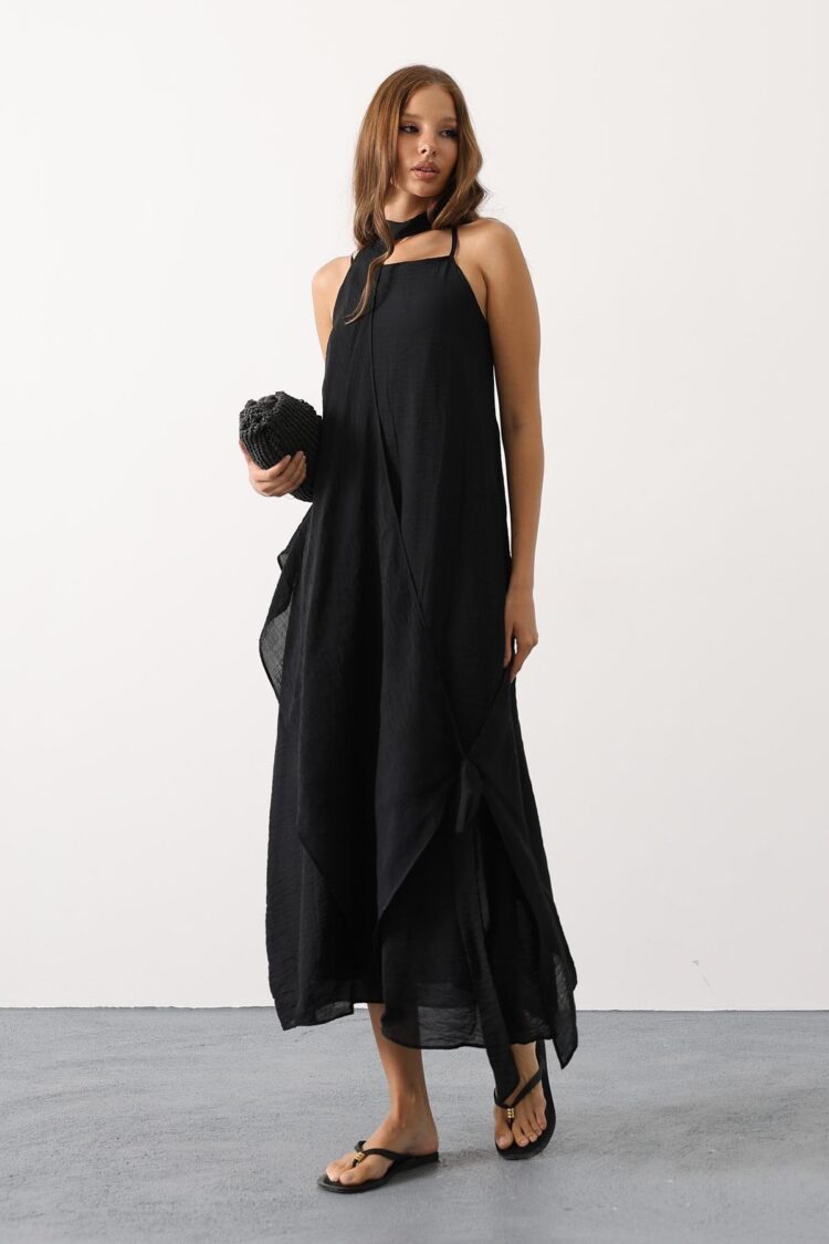 ElegantMaxi Shift Dress With High Neck - Brand: Reyon - Women & Kids, Baby Clothes Wholesale - Globality Store