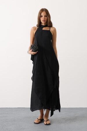 ElegantMaxi Shift Dress With High Neck - Brand: Reyon - Women & Kids, Baby Clothes Wholesale - Globality Store