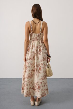 Beige Boho Slip Maxi Dress With Sweetheart Neck - Brand: Reyon - Women & Kids, Baby Clothes Wholesale - Globality Store