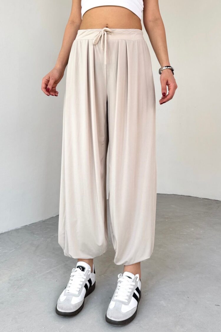 Beige Casual Sport Modest Harem Pants