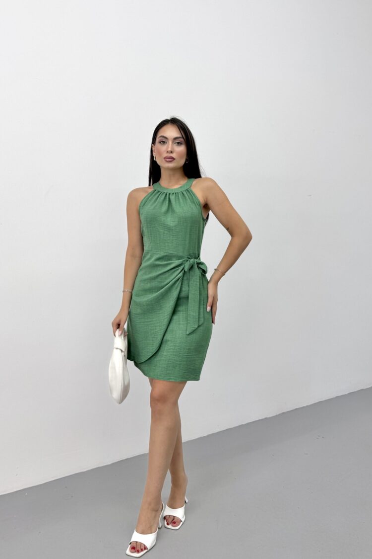 Green Sleeveless Sheath Halter Neck Mini Dress - Brand: STEPS - Women & Kids, Baby Clothes Wholesale - Globality Store