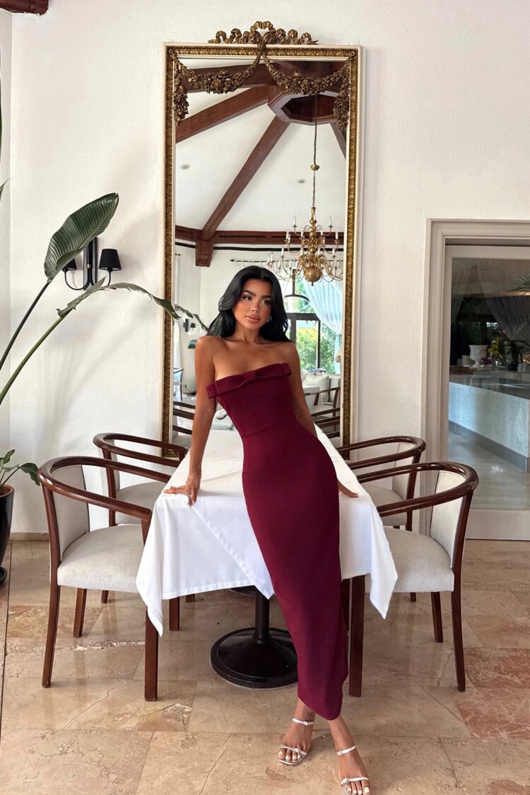 Claret Red Glam Sheath Dress