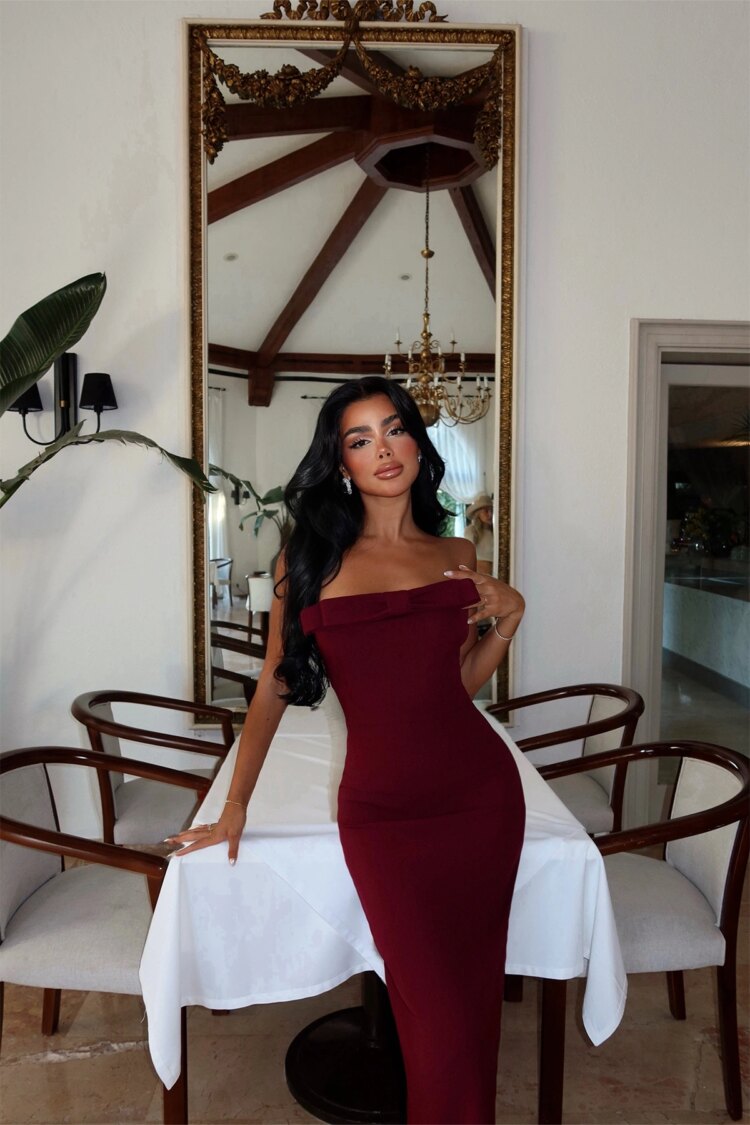 Claret Red Glam Sheath Dress - Brand: EYYO ATELIER - Women & Kids, Baby Clothes Wholesale - Globality Store