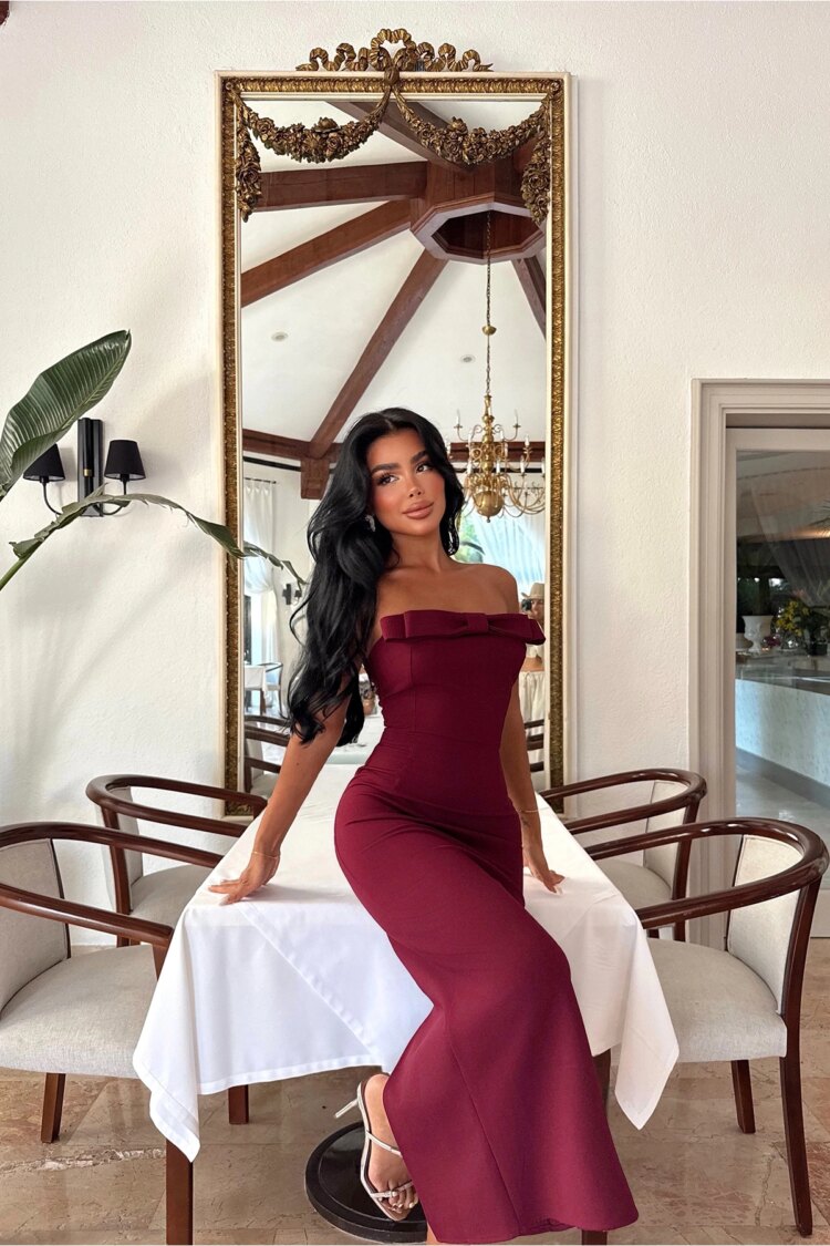 Claret Red Glam Sheath Dress