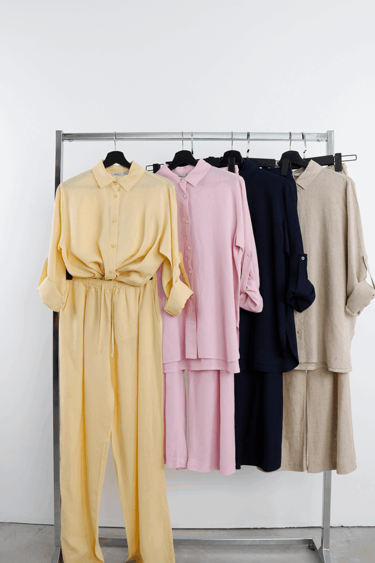 Beige Shirt – Modest Casual Long Sleeve Polo Neck