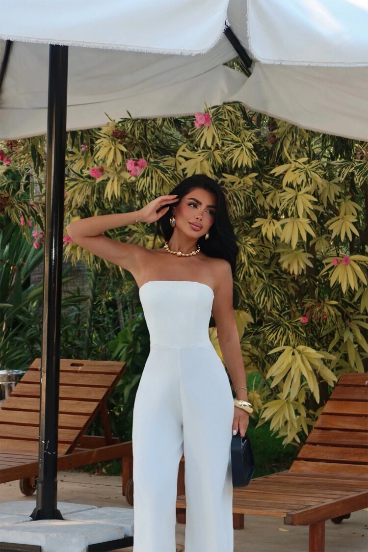 Slim Fit Strapless Tailored Jumpsuit