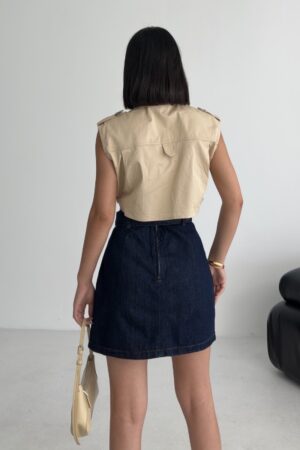 Blue Asymmetrical Mini Skirt With Buttoned Closure - Brand: XLove - Women & Kids, Baby Clothes Wholesale - Globality Store