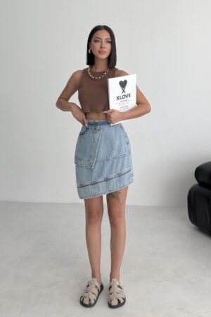 Asymmetrical Mini Skirt With Flap Pocket - Brand: XLove - Women & Kids, Baby Clothes Wholesale - Globality Store