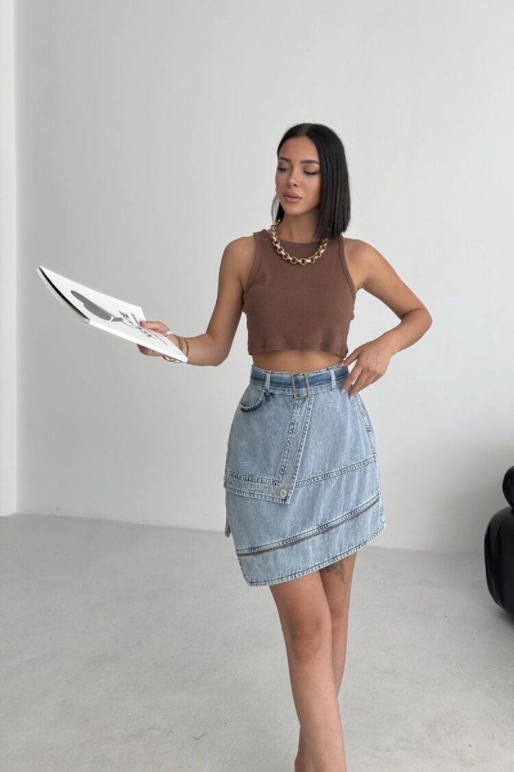 Asymmetrical Mini Skirt With Flap Pocket - Brand: XLove - Women & Kids, Baby Clothes Wholesale - Globality Store