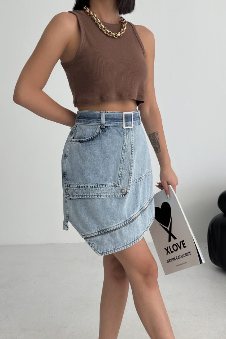 Asymmetrical Mini Skirt With Flap Pocket