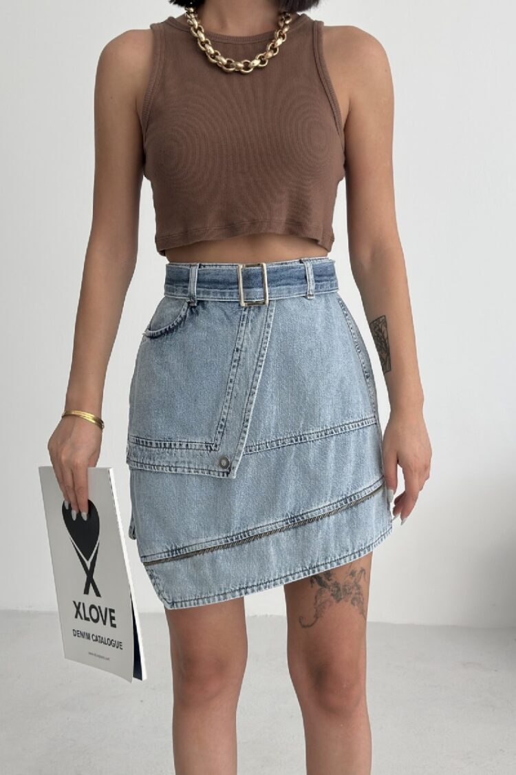 Asymmetrical Mini Skirt With Flap Pocket