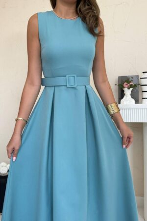 Elegant Blue A-Line Dress With Cap Sleeves - Brand: Elisa - Women & Kids, Baby Clothes Wholesale - Globality Store