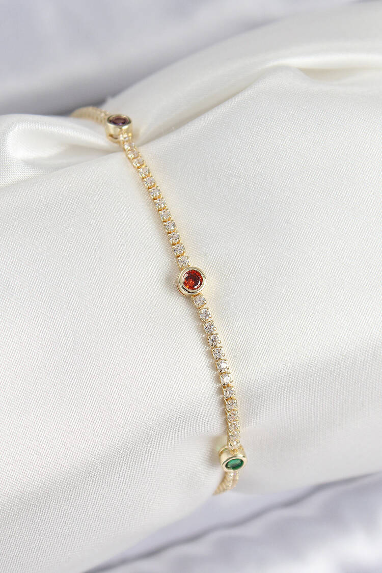Brass Zircon Stone Assorted Model Gold Color Women's Bracelet - Brand: Ebijuteri - Women & Kids, Baby Clothes Wholesale - Globality Store