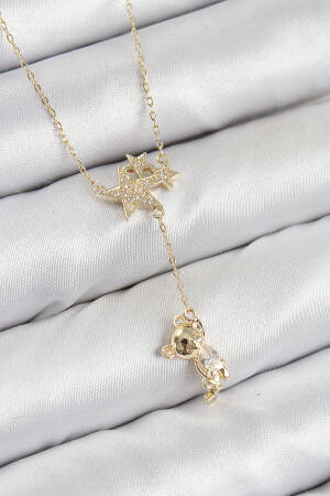 Brass Zircon Stone Rocking Bear Star Pattern Gold Color Women Necklace - Brand: Ebijuteri - Women & Kids, Baby Clothes Wholesale - Globality Store