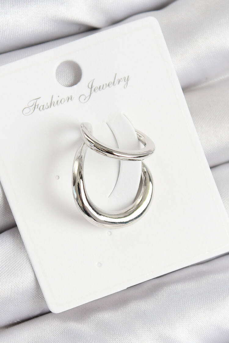 Brass Ring Pattern Silver Color Right Cartilage Earrings - Brand: Ebijuteri - Women & Kids, Baby Clothes Wholesale - Globality Store