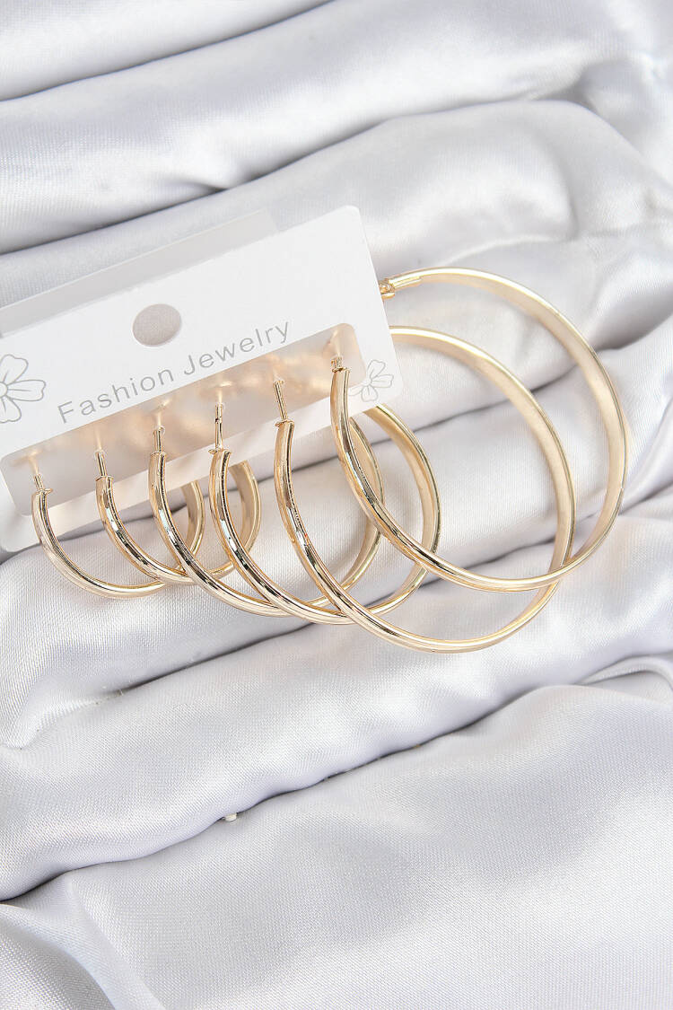 Brass Ring Pattern Gold Color Women Set Earrings - Brand: Ebijuteri - Women & Kids, Baby Clothes Wholesale - Globality Store