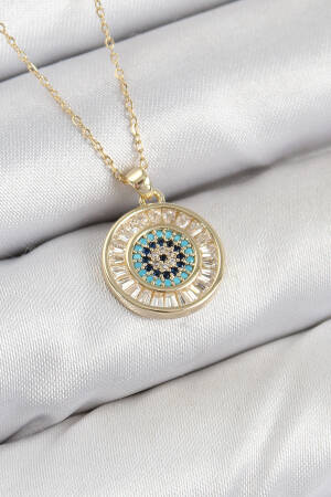 Brass Zircon Stone Waterway Evil Eye Model Gold Color Women Necklace - Brand: Ebijuteri - Women & Kids, Baby Clothes Wholesale - Globality Store