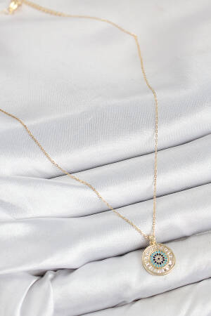Brass Zircon Stone Waterway Evil Eye Model Gold Color Women Necklace - Brand: Ebijuteri - Women & Kids, Baby Clothes Wholesale - Globality Store