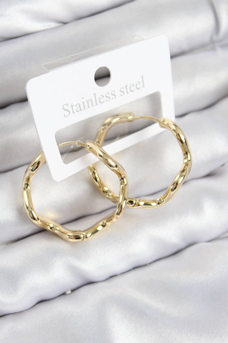Brass Ring Pattern Gold Color Women's Earrings - Brand: Ebijuteri - Women & Kids, Baby Clothes Wholesale - Globality Store