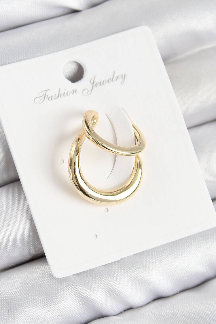 Brass Ring Pattern Gold Color Right Cartilage Earrings - Brand: Ebijuteri - Women & Kids, Baby Clothes Wholesale - Globality Store
