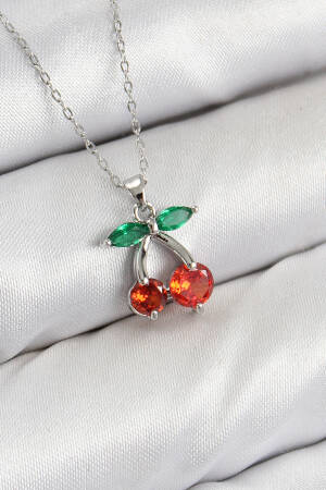 Brass Zircon Stone Cherry Pattern Silver Color Women Necklace - Brand: Ebijuteri - Women & Kids, Baby Clothes Wholesale - Globality Store