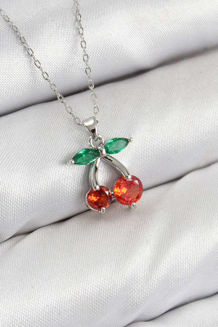 Brass Zircon Stone Cherry Pattern Silver Color Women Necklace - Brand: Ebijuteri - Women & Kids, Baby Clothes Wholesale - Globality Store