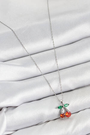 Brass Zircon Stone Cherry Pattern Silver Color Women Necklace - Brand: Ebijuteri - Women & Kids, Baby Clothes Wholesale - Globality Store