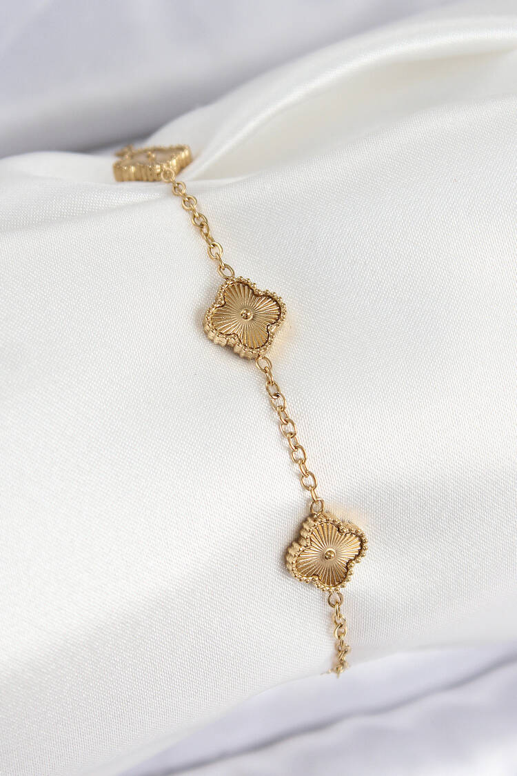 316l Steel Gold Color Clover Women Bracelet - Brand: Ebijuteri - Women & Kids, Baby Clothes Wholesale - Globality Store