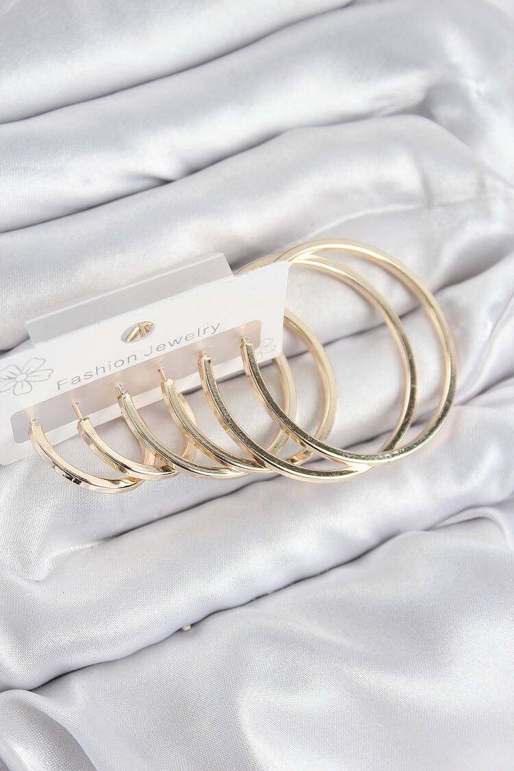 Brass Ring Pattern Gold Color Women Set Earrings - Brand: Ebijuteri - Women & Kids, Baby Clothes Wholesale - Globality Store