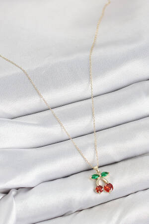 Brass Zircon Stone Cherry Model Gold Color Women Necklace - Brand: Ebijuteri - Women & Kids, Baby Clothes Wholesale - Globality Store