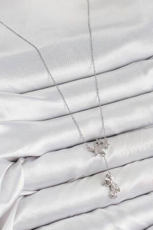 Brass Zircon Stone Rocking Bear Star Pattern Silver Color Women Necklace - Brand: Ebijuteri - Women & Kids, Baby Clothes Wholesale - Globality Store
