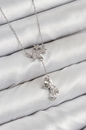 Brass Zircon Stone Rocking Bear Star Pattern Silver Color Women Necklace - Brand: Ebijuteri - Women & Kids, Baby Clothes Wholesale - Globality Store