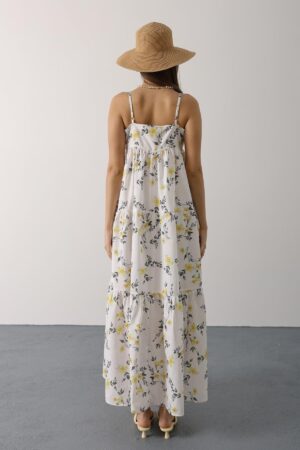 White Floral Slip Dress Maxi With Square Neck - Brand: Reyon - Women & Kids, Baby Clothes Wholesale - Globality Store