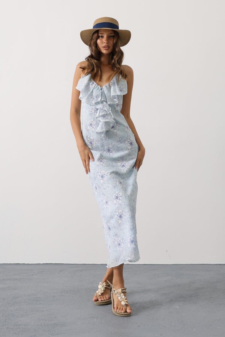Floral Sleeveless V-Neck Maxi Slip Dress