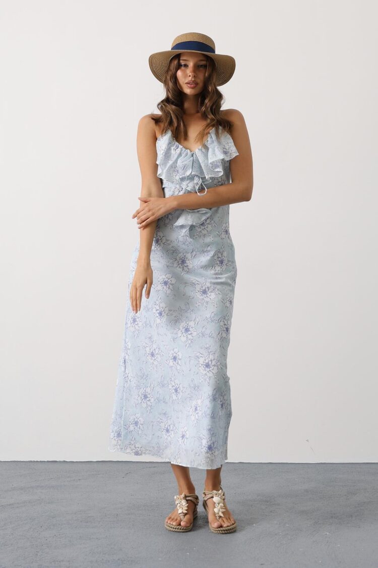 Floral Sleeveless V-Neck Maxi Slip Dress