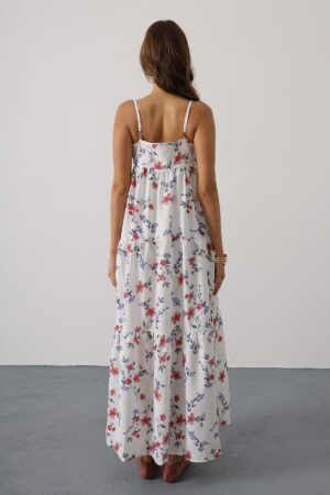 White Floral Square Neck Maxi Slip Dress - Brand: Reyon - Women & Kids, Baby Clothes Wholesale - Globality Store