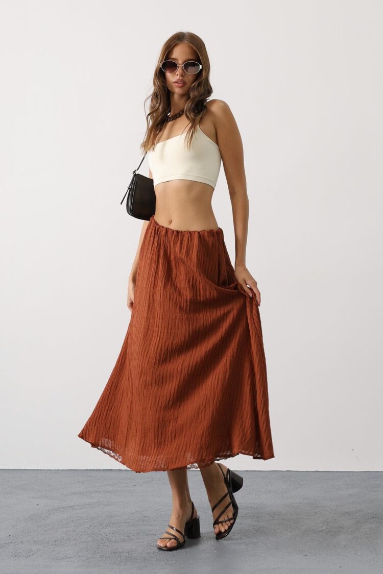 Flared Maxi Skirt With Striped Pattern - Brand: Reyon - Women & Kids, Baby Clothes Wholesale - Globality Store
