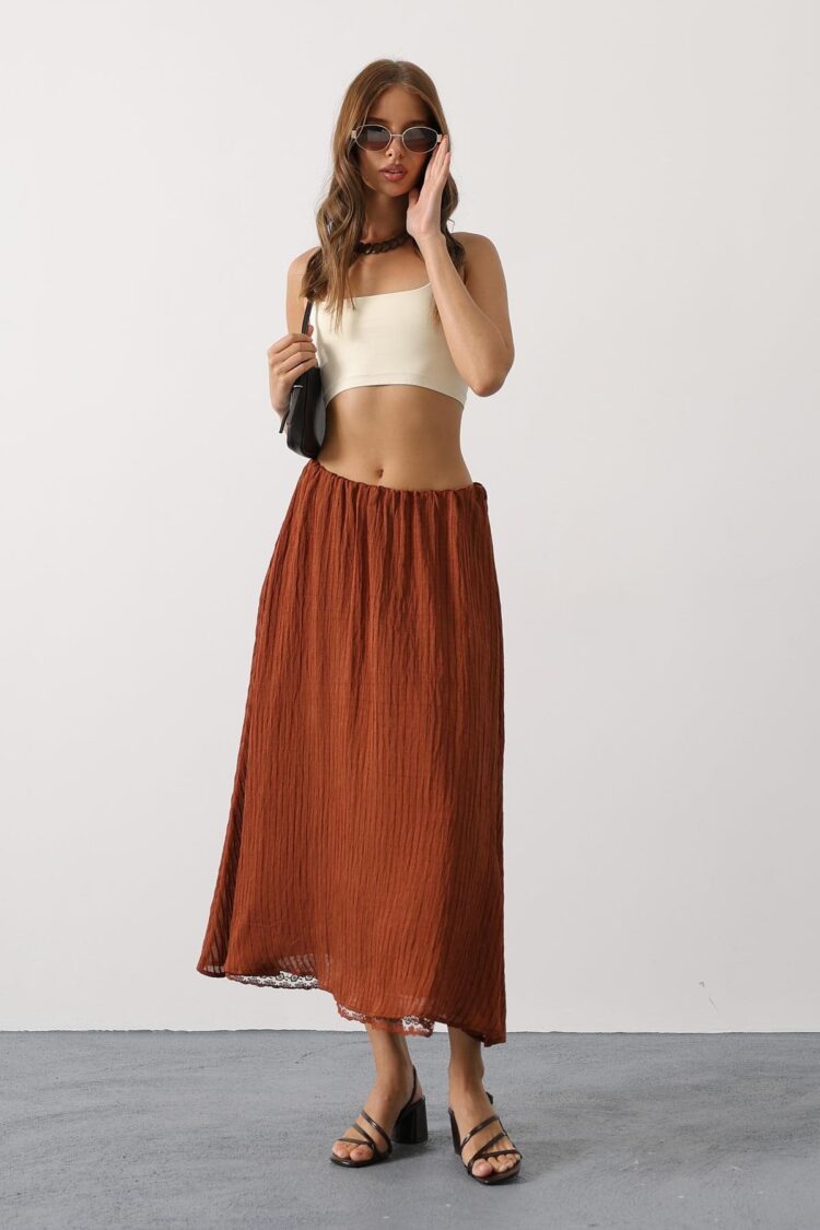 Flared Maxi Skirt With Striped Pattern