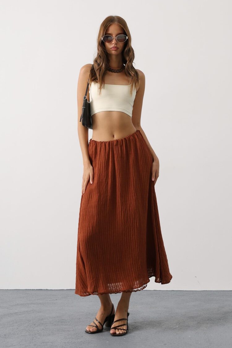 Flared Maxi Skirt With Striped Pattern