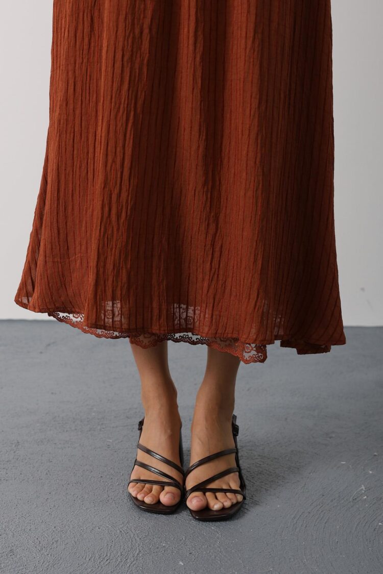 Flared Maxi Skirt With Striped Pattern