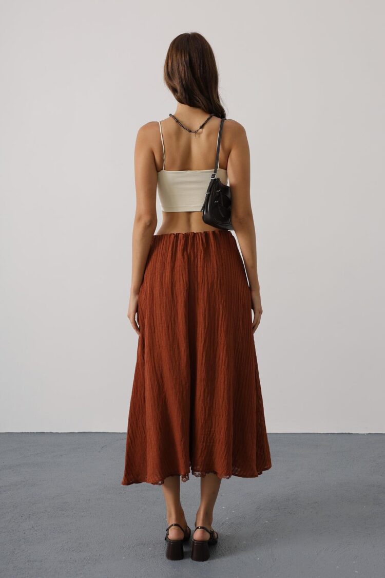 Flared Maxi Skirt With Striped Pattern