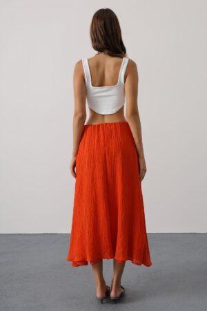 Orange Flared Maxi Skirt With Mid Waist - Brand: Reyon - Women & Kids, Baby Clothes Wholesale - Globality Store