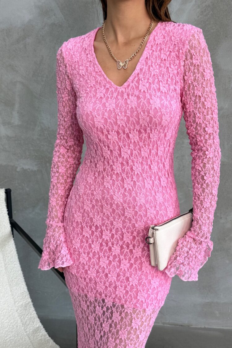 ElegantBodycon Dress With V-Neck And Long Sleeves