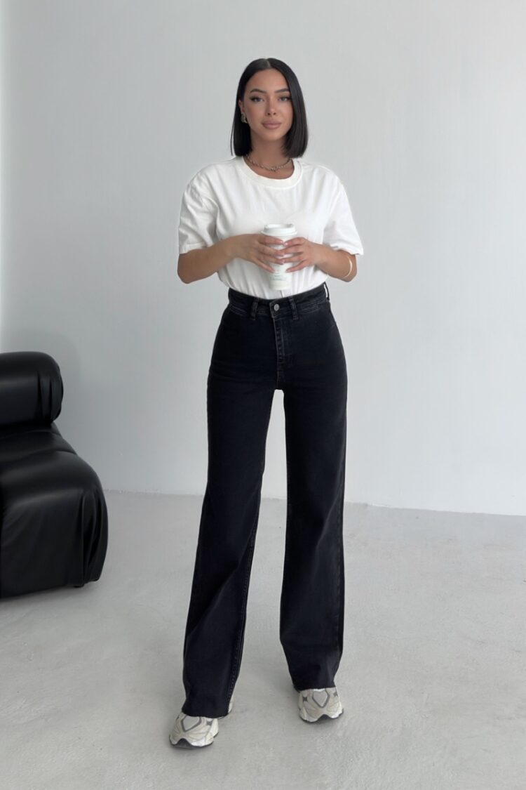 Black Mom Jeans High Waist Wide Leg Buttoned - Brand: XLove - Women & Kids, Baby Clothes Wholesale - Globality Store